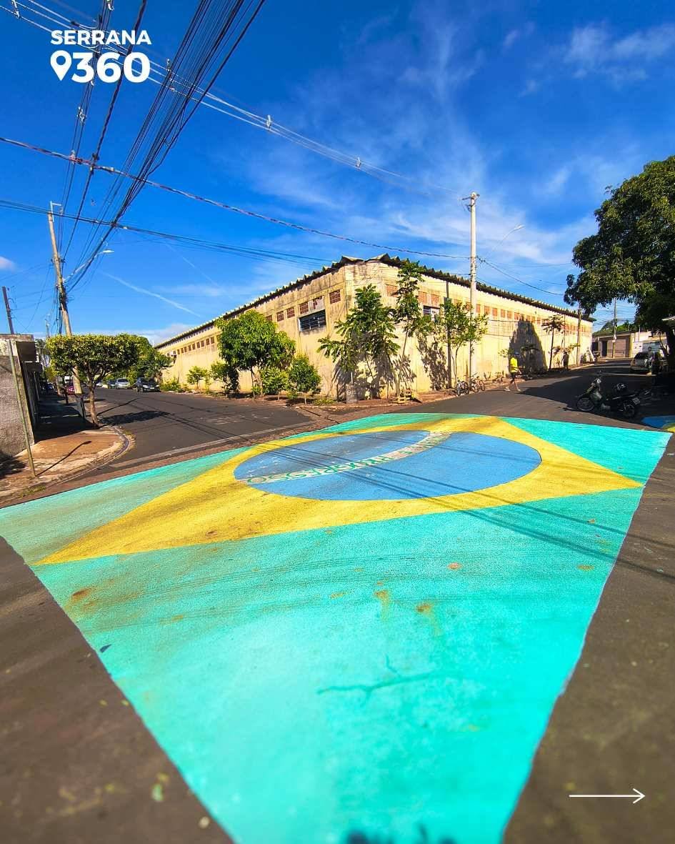 Ruas de Serrana ganham decoração verde e amarela em apoio à Seleção Brasileira