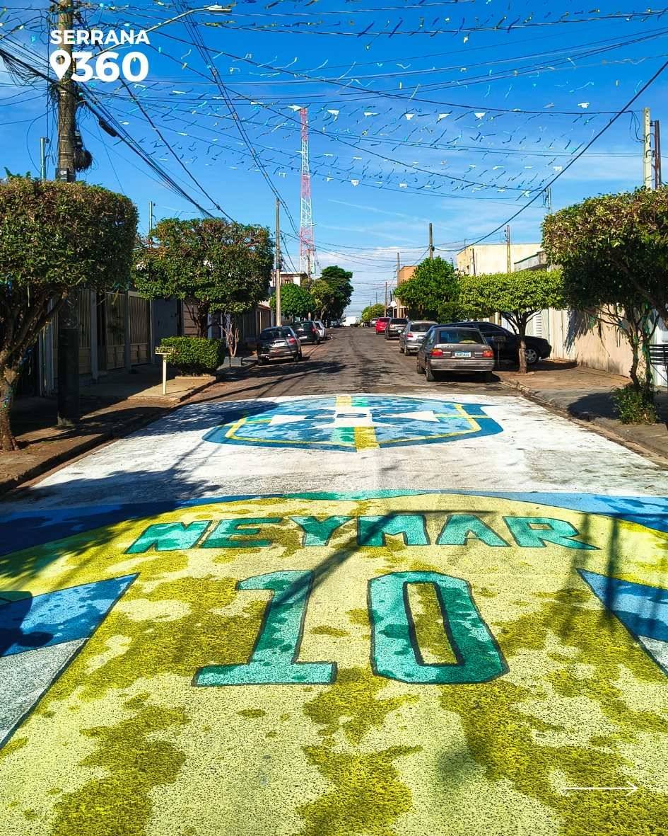 Ruas de Serrana ganham decoração verde e amarela em apoio à Seleção Brasileira